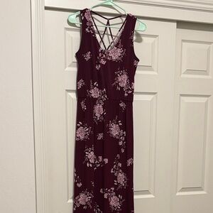Maurices Burgundy Floral Maxi Dress